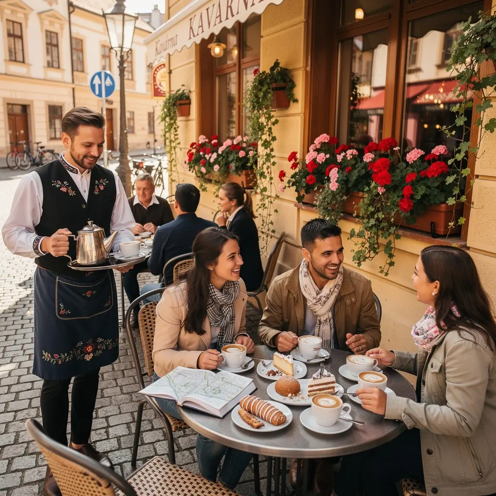 Malebná náměstí a kostely v historickém městě Český ráj během podzimního období.